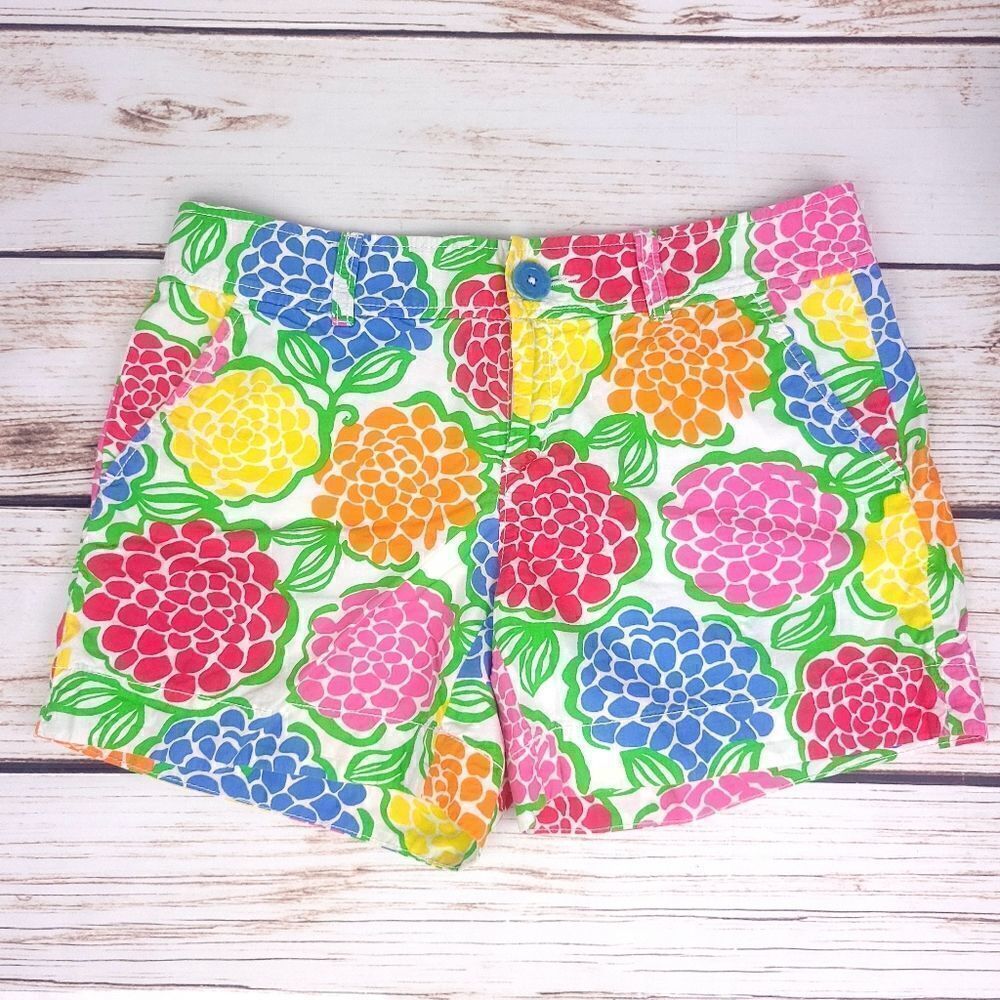 Lilly Pulitzer Callahan Minnie Zinny Bright Floral Mid Rise Shorts